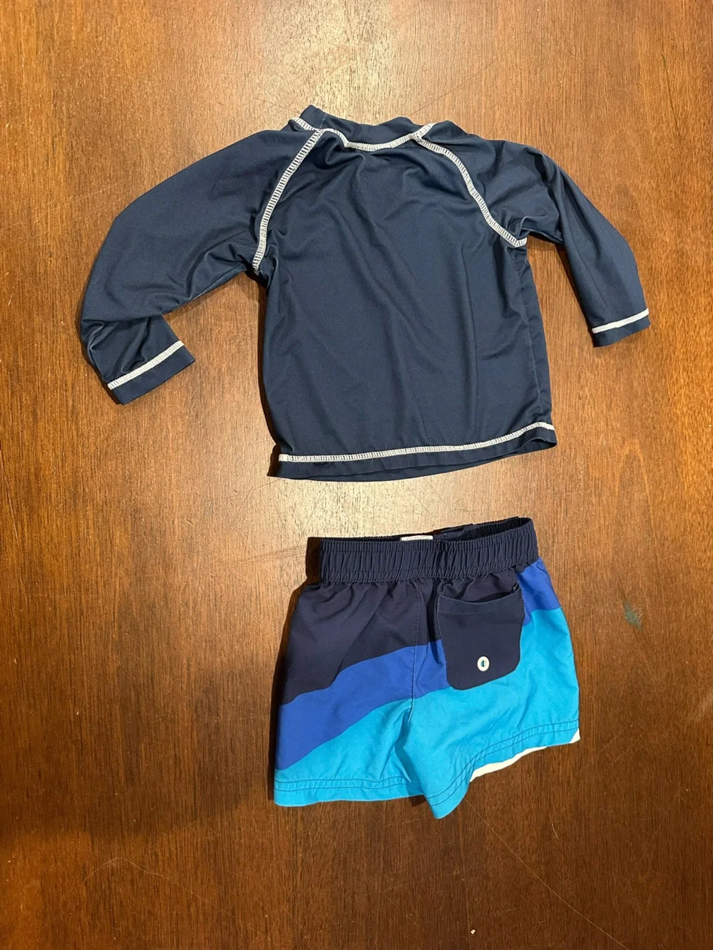 Navy Kids Rash Guard Set with Shark Graphic